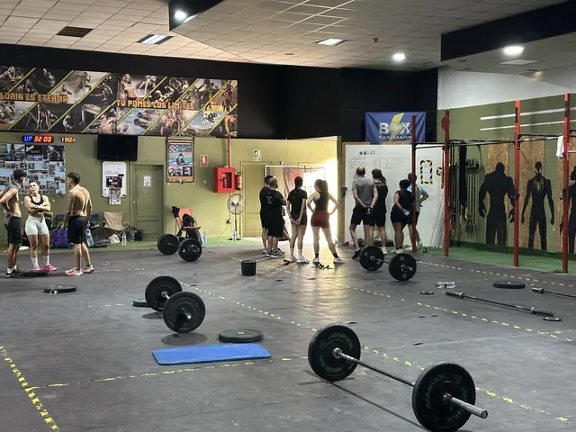 Box de Cross Training con barras olímpicas y discos
