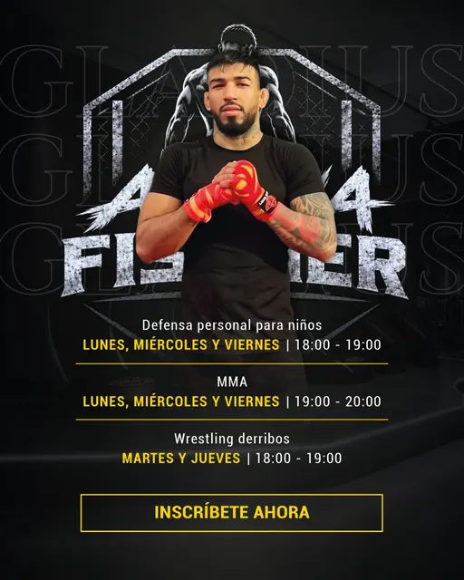 Cartel de MMA, Wrestling y Defensa Personal Infantil con el luchador Adonys Montero